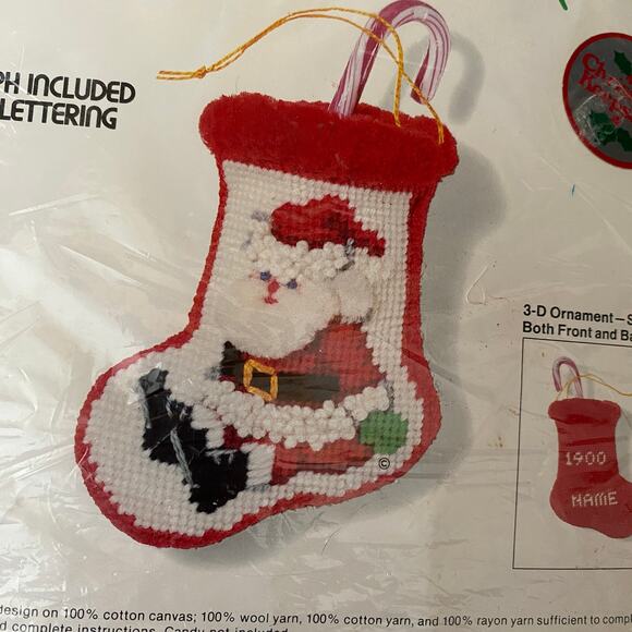 VTG Jiffy 3D Needle Point Kit Santa Stocking
Ornament 4" #5065 Christmas Project - Picture 4 of 7